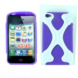 iPhone 4 4S X Case (White-Purple)